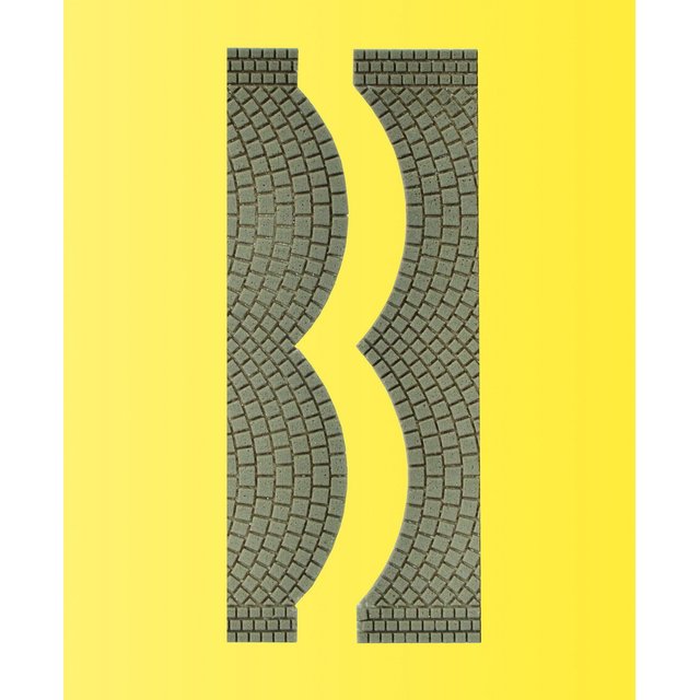 Vollmer 48244 H0 Straßenplatte Kopfsteinpflaster, je 2 Endstücke, L 1,7 cm x B 8 cm
