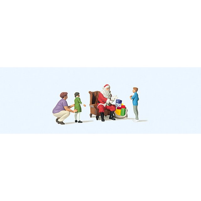 Preiser 10763 H0 Weihnachtsmann im Sessel. Mutter mit Kindern