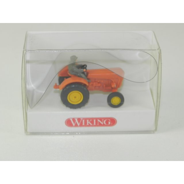 Wiking 8780221 Porsche Schlepper gelb/orange mit Figur