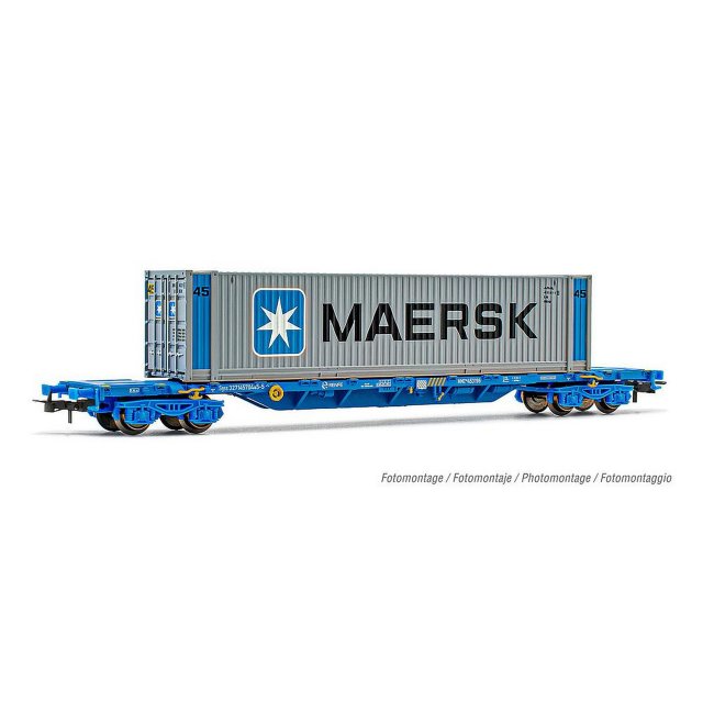 Electrotren HE6044 RENFE, 4-achs. Containertragwagen MMC3, mit 45 Container Maersk