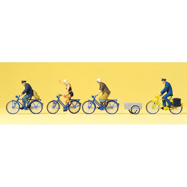 Preiser 10507 H0 Radfahrer, Fahrradanhänger