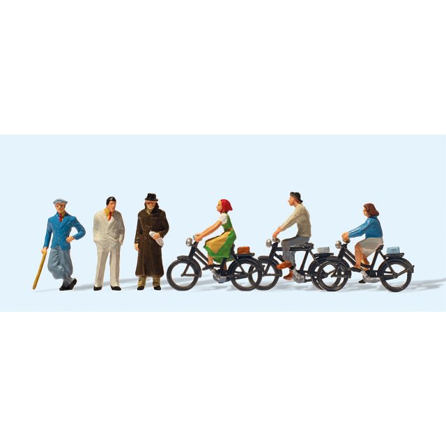 Preiser 12484 Passanten und Radfahrer. Um 1936 H0