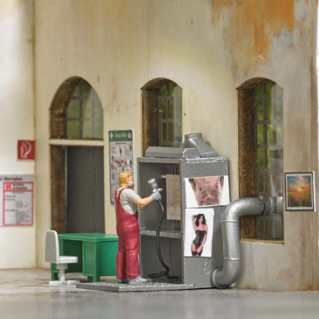 Busch 79905 A-Set:Lackierer/Kabine H0
